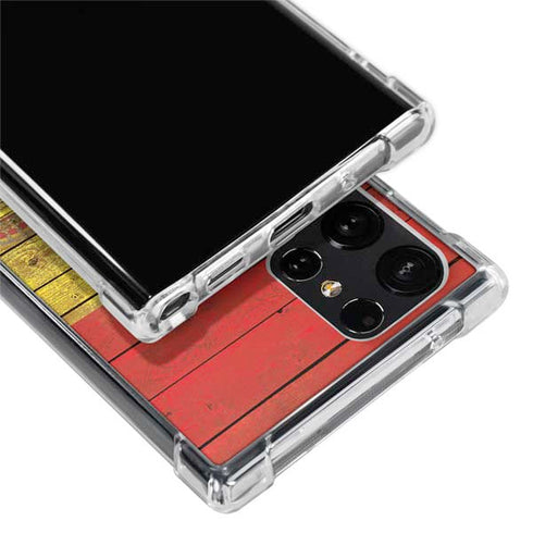 Spain Flag Dark Wood Galaxy S22 Ultra Clear Case